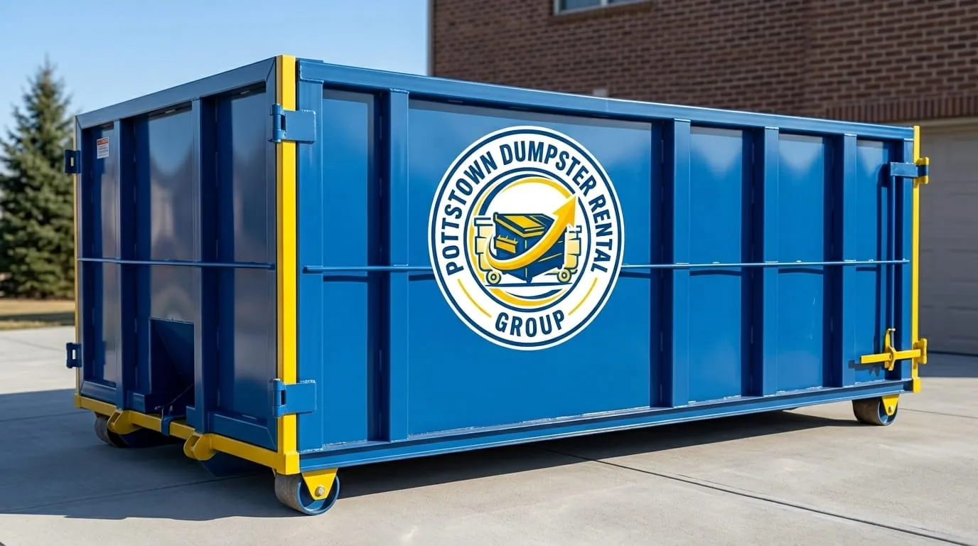 Dumpster rental in Bally, PA Roll-off dumpster rental delivered to a Bally, PA property by Pottstown Dumpster Rental Group